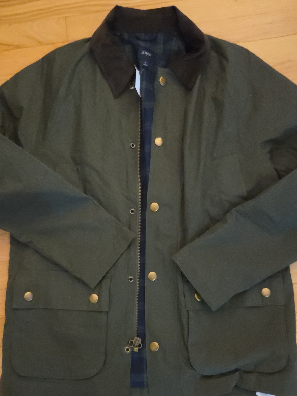 J.Crew Men's Size Small Waxed Cotton Barn Field Jacket Olive Green NWT